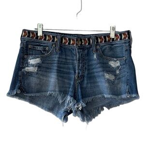 Abercrombie & Fitch distressed embroidered button fly denim shorts Size 30